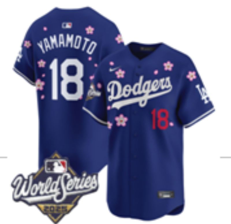 Men Nike 2026 Los Angeles Dodgers #18 Yamamoto Blue Sakura Edition Game MLB Jersey 080->germany jersey->Soccer Country Jersey
